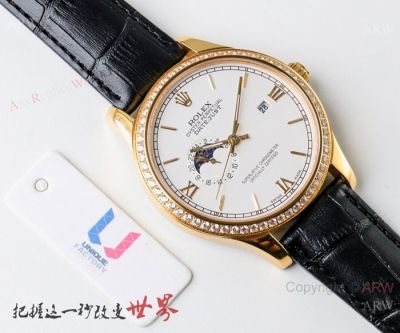 New Copy Rolex Datejust Moonphase Gold Watch - Swiss 8217 Movement